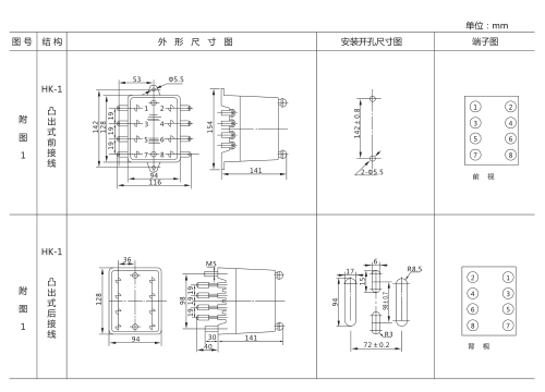 JT-3靜態(tài)同步檢查繼電器外形及開(kāi)孔尺寸圖2 JT-3靜態(tài)同步檢查繼電器外形及開(kāi)孔尺寸圖2