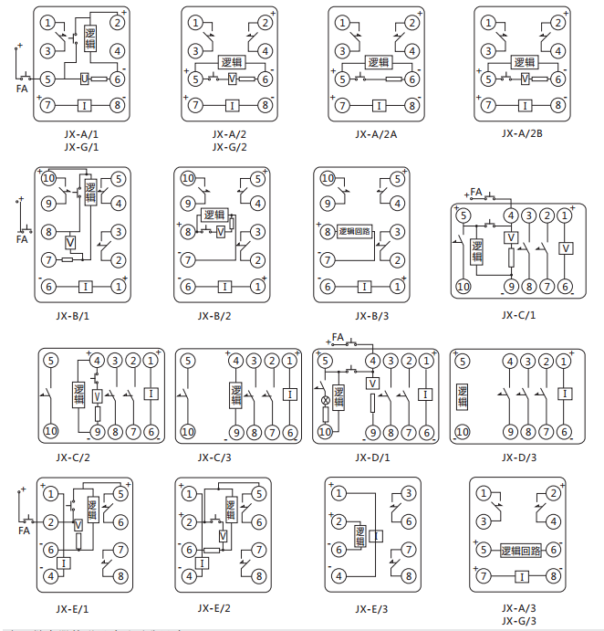 JX-C/1靜態(tài)信號繼電器內(nèi)部接線及外引接線圖(正視圖) JX-C/1靜態(tài)信號繼電器內(nèi)部接線及外引接線圖(正視圖)