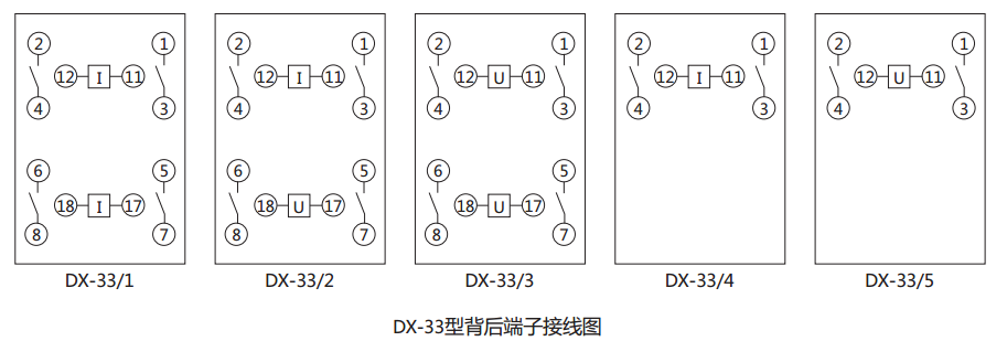 DX-33/4信號(hào)繼電器背后端子接線圖及外引接線圖 DX-33/4信號(hào)繼電器背后端子接線圖及外引接線圖