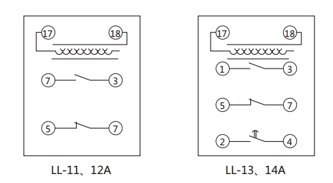 LL-13A/5繼電器內部接線 LL-13A/5繼電器內部接線