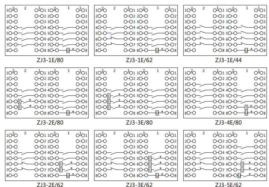 ZJ3-3E/62快速中間繼電器內(nèi)部接線圖及外引接線圖 ZJ3-3E/62快速中間繼電器內(nèi)部接線圖及外引接線圖