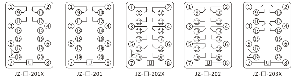 JZY(J)-220靜態(tài)中間繼電器內部接線圖及外引接線圖 JZY(J)-220靜態(tài)中間繼電器內部接線圖及外引接線圖