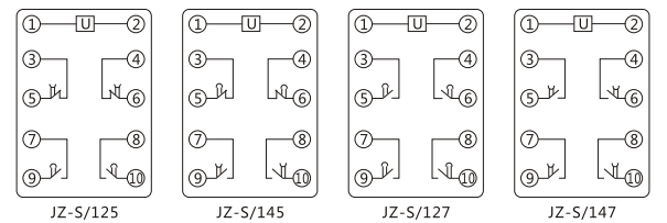 JZ-S/444靜態(tài)可調(diào)延時中間繼電器內(nèi)部接線圖及外引接線圖 JZ-S/444靜態(tài)可調(diào)延時中間繼電器內(nèi)部接線圖及外引接線圖