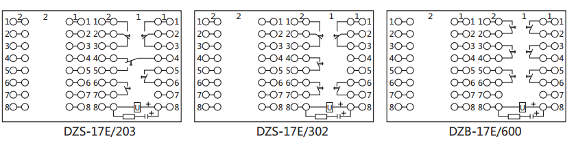 DZS-17E/302延時中間繼電器內(nèi)部接線及外引接線圖(背視) DZS-17E/302延時中間繼電器內(nèi)部接線及外引接線圖(背視)