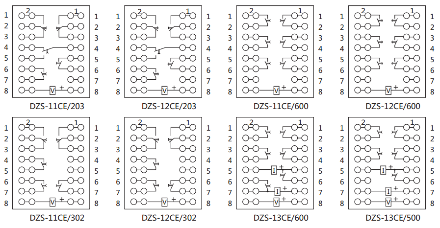 DZS-12CE/203延時(shí)中間繼電器內(nèi)部接線圖及外引接線圖 DZS-12CE/203延時(shí)中間繼電器內(nèi)部接線圖及外引接線圖